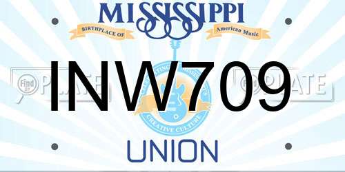 INW709 Mississippi License Plate