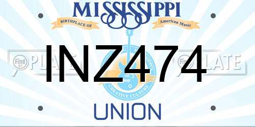 INZ474 Mississippi License Plate