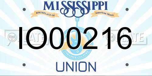 IO00216 Mississippi License Plate