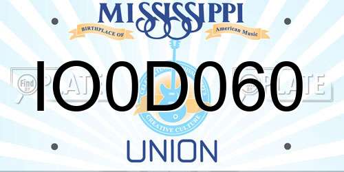 IO0D060 Mississippi License Plate