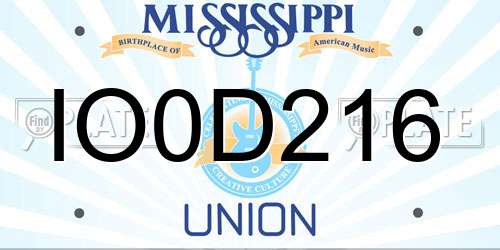 IO0D216 Mississippi License Plate