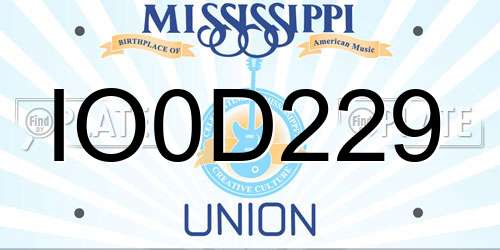 IO0D229 Mississippi License Plate