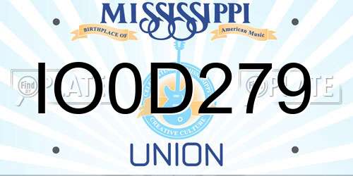 IO0D279 Mississippi License Plate