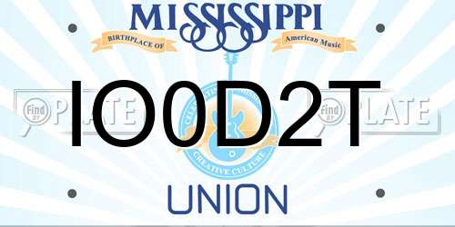 IO0D2T Mississippi License Plate