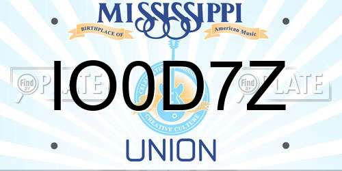 IO0D7Z Mississippi License Plate