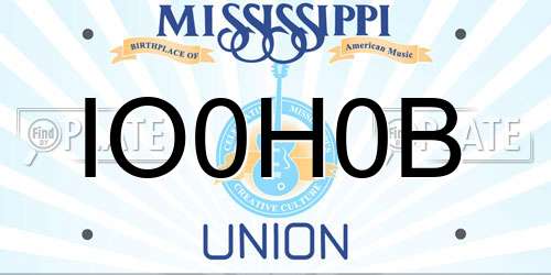 IO0H0B Mississippi License Plate