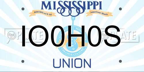 IO0H0S Mississippi License Plate