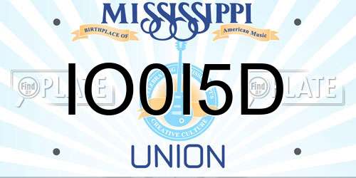 IO0I5D Mississippi License Plate