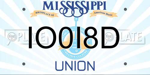 IO0I8D Mississippi License Plate