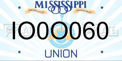 IO0O060 Mississippi License Plate