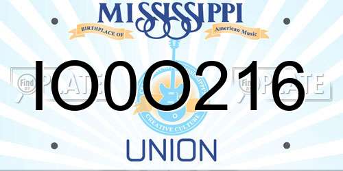IO0O216 Mississippi License Plate