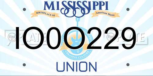 IO0O229 Mississippi License Plate
