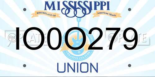 IO0O279 Mississippi License Plate