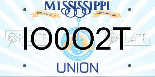 IO0O2T Mississippi License Plate