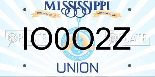IO0O2Z Mississippi License Plate