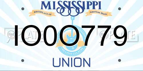 IO0O779 Mississippi License Plate