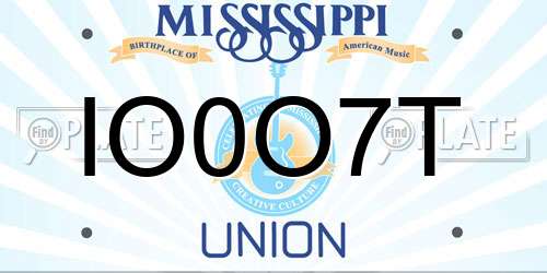 IO0O7T Mississippi License Plate