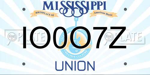 IO0O7Z Mississippi License Plate