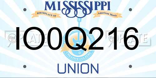 IO0Q216 Mississippi License Plate
