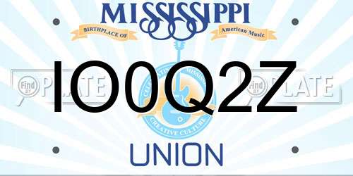 IO0Q2Z Mississippi License Plate