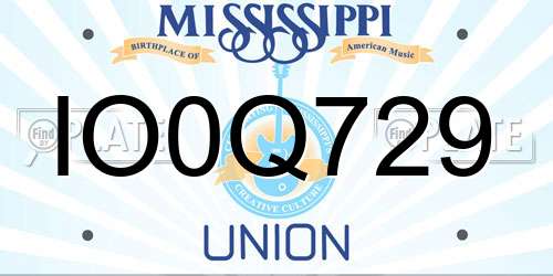 IO0Q729 Mississippi License Plate