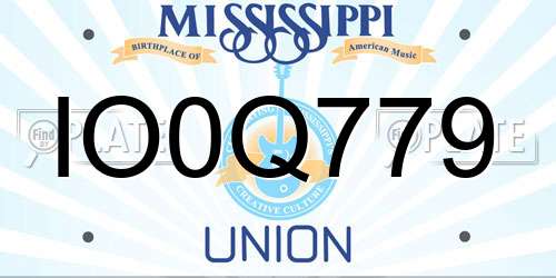 IO0Q779 Mississippi License Plate