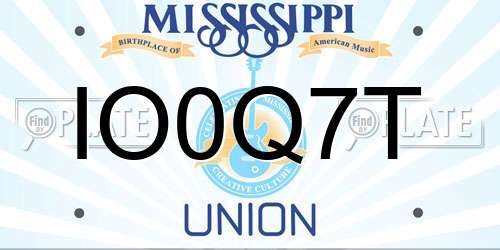 IO0Q7T Mississippi License Plate