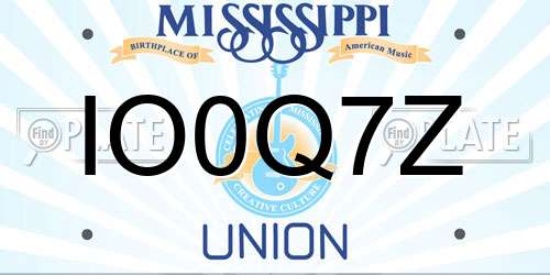 IO0Q7Z Mississippi License Plate
