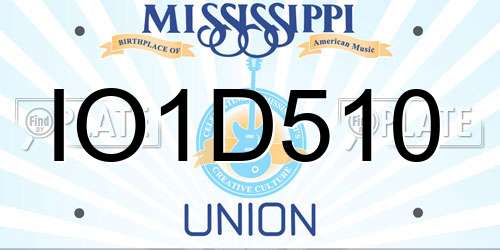 IO1D510 Mississippi License Plate