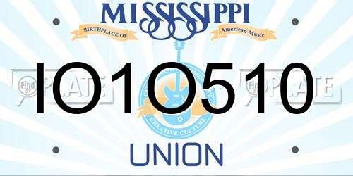 IO1O510 Mississippi License Plate