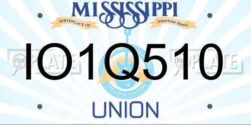 IO1Q510 Mississippi License Plate