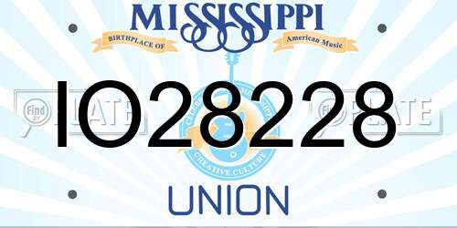IO28228 Mississippi License Plate