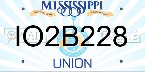 IO2B228 Mississippi License Plate