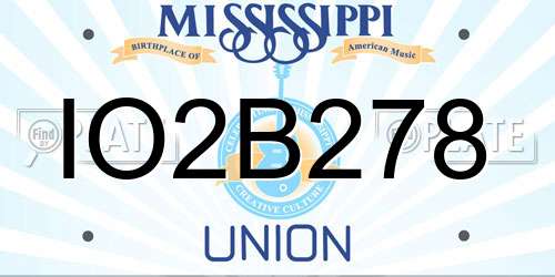 IO2B278 Mississippi License Plate