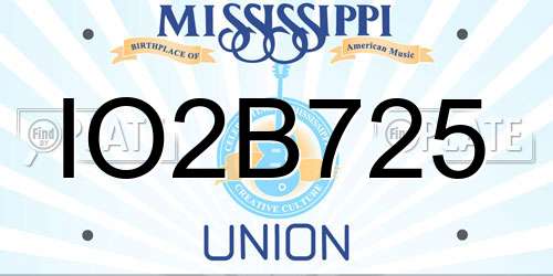 IO2B725 Mississippi License Plate