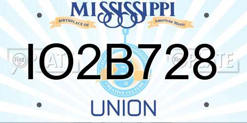 IO2B728 Mississippi License Plate