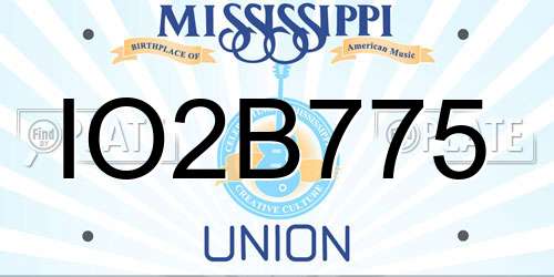 IO2B775 Mississippi License Plate