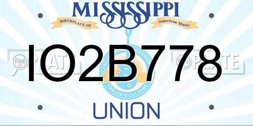 IO2B778 Mississippi License Plate