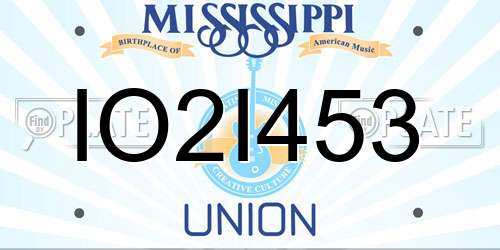 IO2I453 Mississippi License Plate