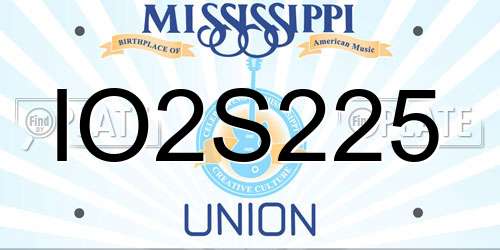 IO2S225 Mississippi License Plate