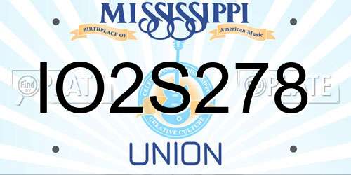 IO2S278 Mississippi License Plate
