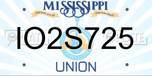 IO2S725 Mississippi License Plate