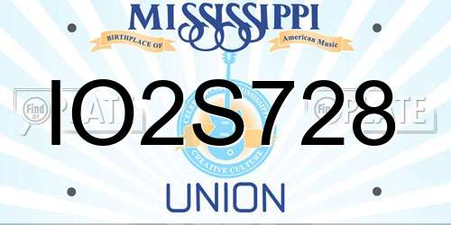IO2S728 Mississippi License Plate