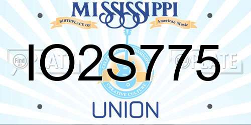 IO2S775 Mississippi License Plate