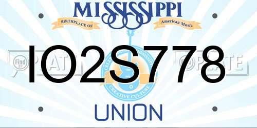 IO2S778 Mississippi License Plate
