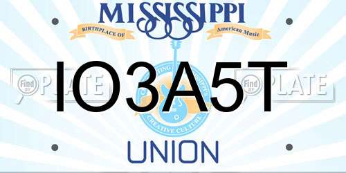 IO3A5T Mississippi License Plate