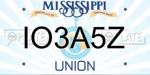 IO3A5Z Mississippi License Plate