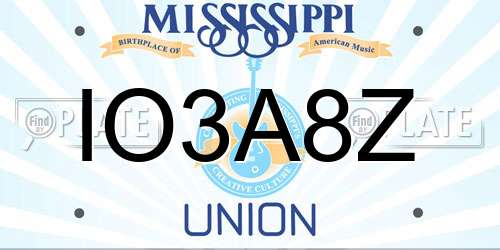 IO3A8Z Mississippi License Plate