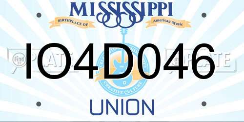 IO4D046 Mississippi License Plate