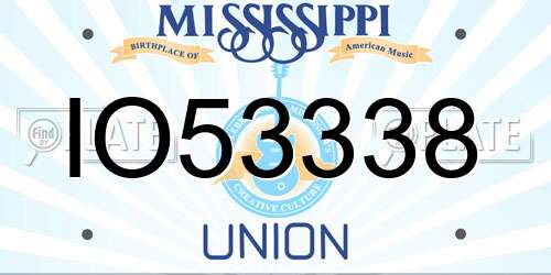 IO53338 Mississippi License Plate